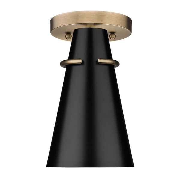 Reeva Black and Modern Brass One-Light Semi-Flush Mount, image 3